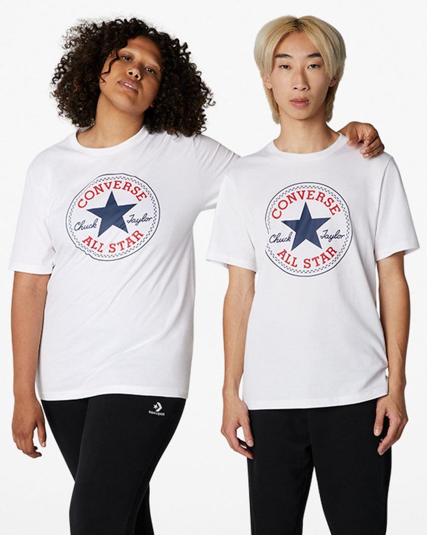 Pánské T-Shirts Converse Go-To Chuck Taylor Classic Patch Standard Fit Bílé | CZ JESN03